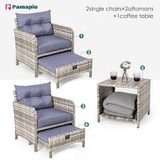 Pamapic 5 Pieces Wicker Patio Furniture