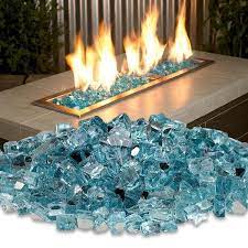 Reflective Fire Glass In Sky Blue