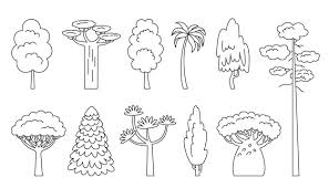 Tree Line Icon Set Coloring Book Eco