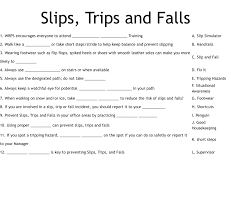 Slips Trips And Falls Worksheet Wordmint