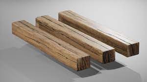 3d reclaimed walnut wood beams model