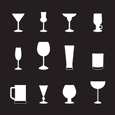 Types Glasses Drinks Set Icons Vector