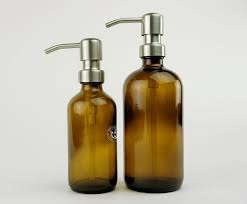 Buy Amber Glass Bottle Soap Dispenser