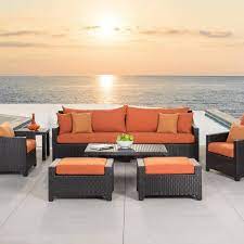 Rst Brands Deco 8 Piece Sofa With Club Chair And Ottoman Set Tikka Orange