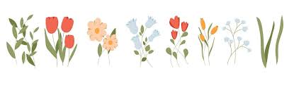 Cute Fl Plant Element Flat Doodle