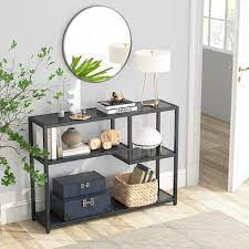 Black Rectangle Wood Console Table