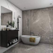 Grey Small Bathroom Design With Dark