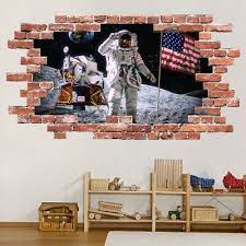Red Brick 3d Hole In The Wall Sticker