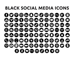 Black Social Media Icons Bundle Over