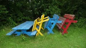 Colourful And Old Picnic Bench