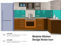 Modular Kitchen Design Vector Icon Ppt