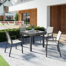 Crestlive S Light Gray Aluminum Outdoor Dining Table With Extension