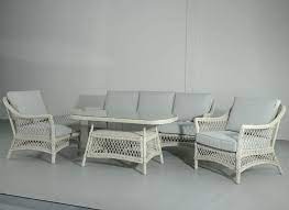 Garden Sofa Set Soft White Wicker