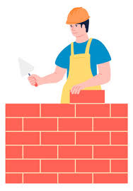 Construction Worker Build Brick Wall