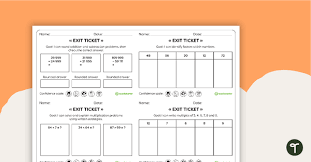 Numeracy Exit Tickets Worksheets