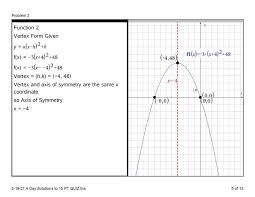 Quadratic Functions 15 Point Quiz