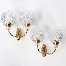 Vintage French Wall Lights In Brass And