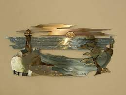 Beach Scene Metal Wall Sculpture With