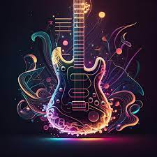 Abstract Neon Light Electric Guitar