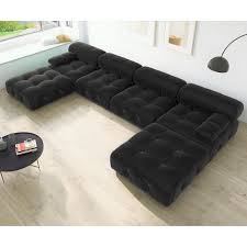 Magic Home 139 In Square Arm 6 Seater Sofa In Black