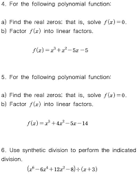 Solved For The Following Polynomial