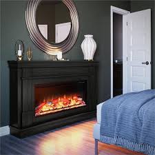 Ameriwood Home Elmcroft Electric Fireplace With Wide Mantel Black Oak
