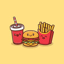 Cute Burger With Soda And French Fries