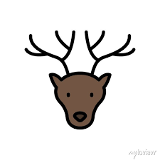 Deer Animal Icon Simple Color With