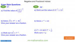 Negative And Fractional Indices Mr