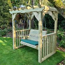 2 Seater Wood Swing Seat Pergola Style