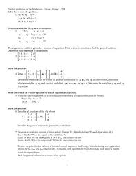 Some Practice Problems For The Final Exam