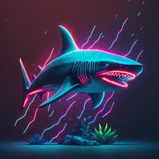 Neon Shark Design For Tumbler