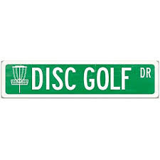 Disc Golf Metal Street Sign With Basket