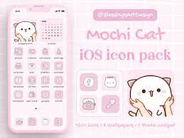 100 Kawaii Mochi Cat Ios Icons Pack
