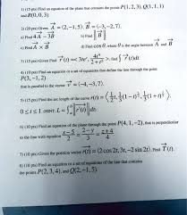 Solved Equation Of The Plane That