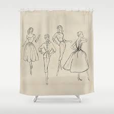 Vintage Fashion Sketches Shower Curtain