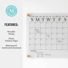 Martha Stewart Grayson Acrylic Dry Erase Wall Calendar With Dry Erase Marker And Mounting Hardware 14 Square Clear Black