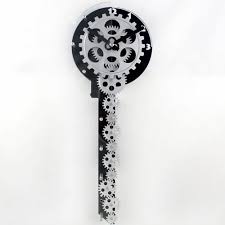 Black Key Style Clock With Moving Gears
