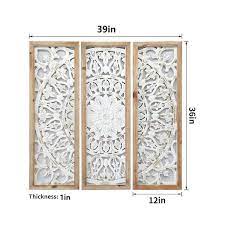 White Carved Wood Wall Decor Fl