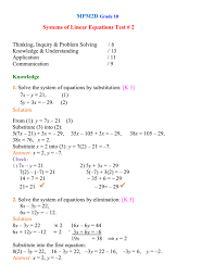 Mpm2d Systems Of Linear Equations Test 2