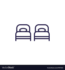 Twin Beds Icon Line Royalty Free Vector