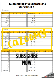 Substitution Worksheets Practice