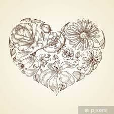Wall Mural Heart Of Flowers Graphic