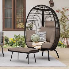 Black Wicker Outdoor Patio Egg Chair
