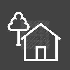 House With Tree Line Inverted Icon