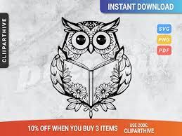 Wise Owl Reading Book Svg Png Clipart