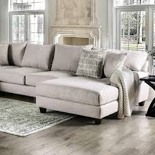 Glam Warm Gray Fabric Sectional Sofa