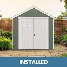 Professionally Installed Daytona 8 Ft X 10 Ft Reinforced Wind Rated 145 Wood Shed With Steel Storm Doors 80 Sq Ft