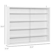 Homcom 5 Y Wall Shelf Display Cabinet W 2 Glass Doors And 4 Adjustable Shelves Size One Size White