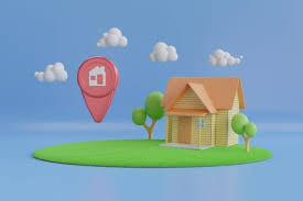 3d Simple House With Location Pin Icon